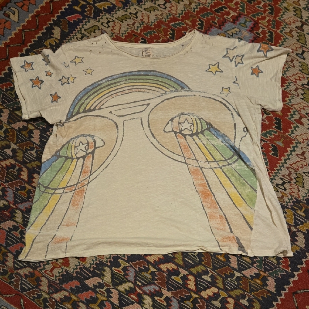 Magnolia Pearl Cream Short Sleeve Tee with Artistic Design